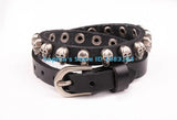 Metal Skull Studded Surfer Leather Cuff Bracelet Bangle