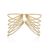 BLA Women Metal Waist Chain Silver Multilayer Body Chains Belt