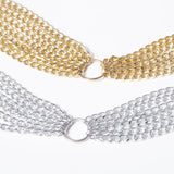 BLA Women Metal Waist Chain Silver Multilayer Body Chains Belt