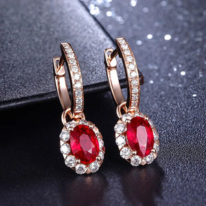 ANGEL 925 Silver Lab Created Gemstone Clip Earrings for Women Jewelry