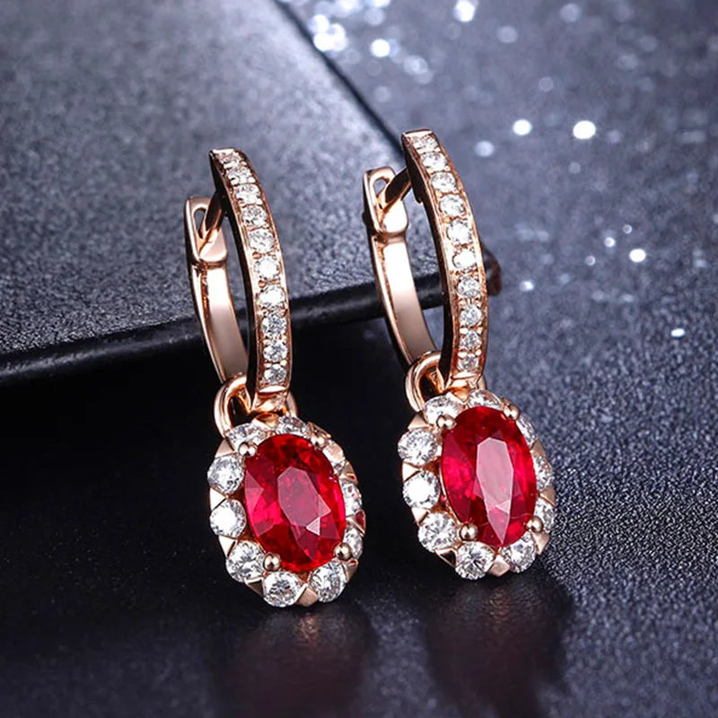 ANGEL 925 Silver Lab Created Gemstone Clip Earrings for Women Jewelry