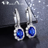 ANGEL 925 Silver Lab Created Gemstone Clip Earrings for Women Jewelry
