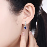 ANGEL 925 Silver Lab Created Gemstone Clip Earrings for Women Jewelry