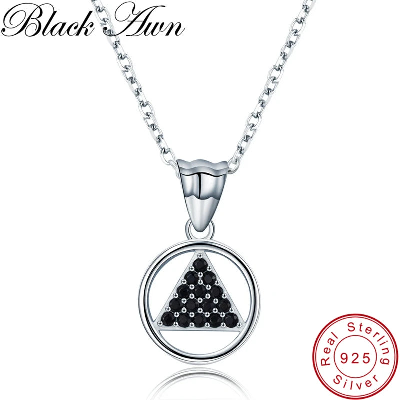 925 Silver Necklace Women Spinel Slide Pendant P188