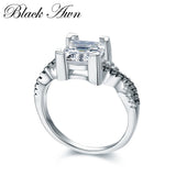 [BLACK AWN] 925 Sterling Silver Rings Engagement Bague Female Wedding Rings