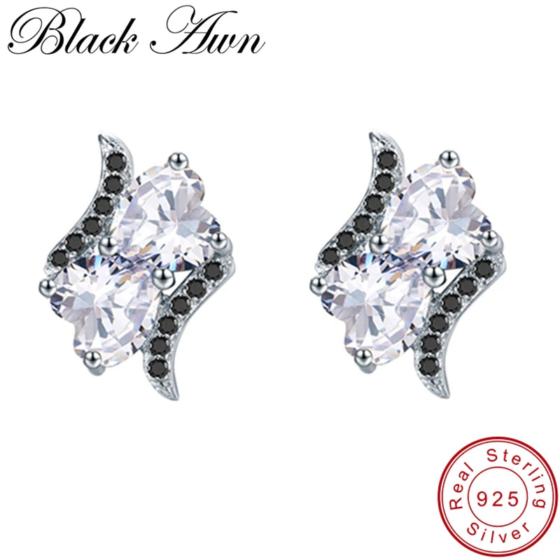 925 Silver Heart Stud Earrings with Spinel Stone T109