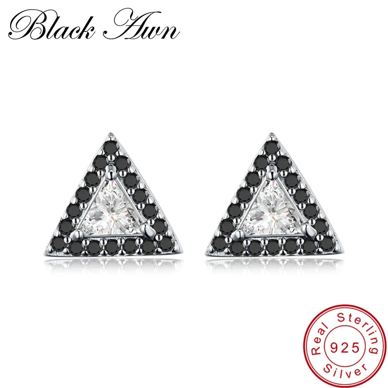 925 Silver Triangle Spinel Stone Stud Earrings for Women