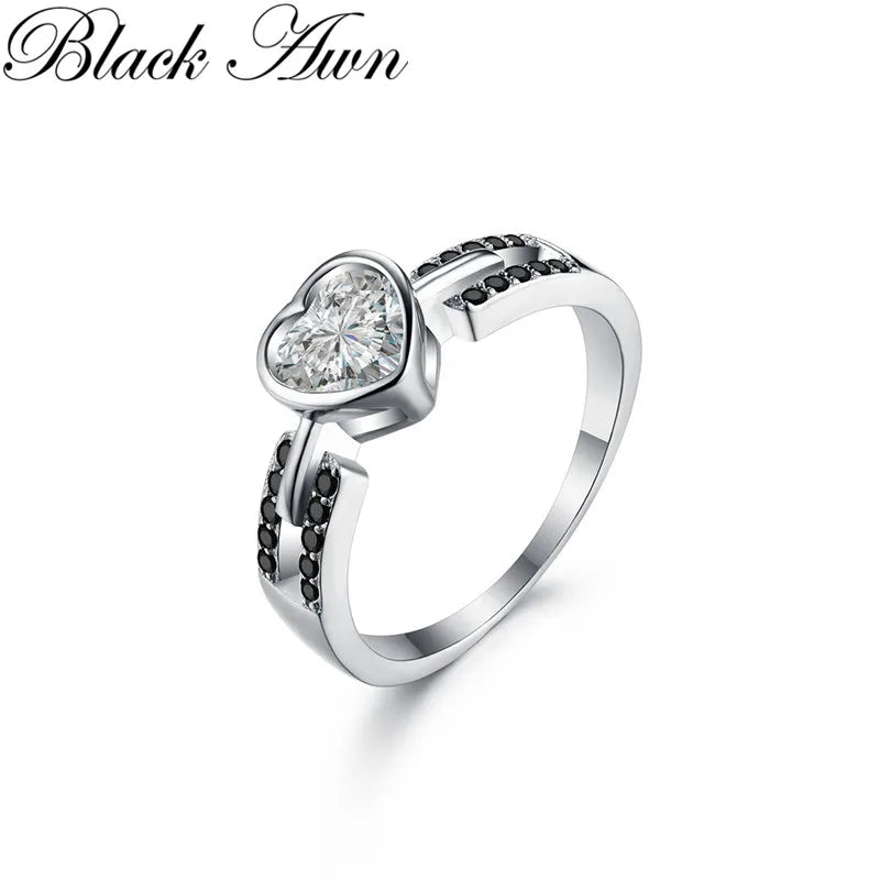 Square Engagement Ring 925 Silver Women's Gift C372