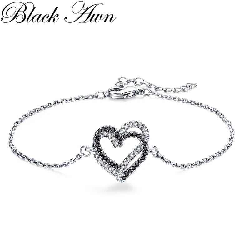AWN Hot Heart Silver Charm Bracelet Women Wedding Jewelry