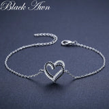 AWN Hot Heart Silver Charm Bracelet Women Wedding Jewelry