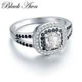 Black Awn Sterling Silver Engagement Wedding Ring for Women C428