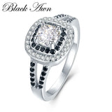 Black Awn Sterling Silver Engagement Wedding Ring for Women C428