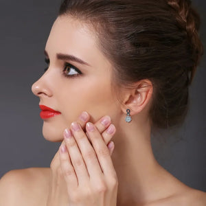 925 Silver Flower Engagement Earrings with Spinel