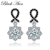 925 Silver Flower Engagement Earrings with Spinel
