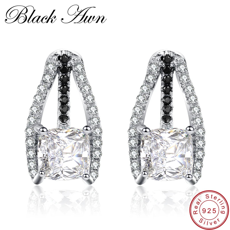 925 Sterling Silver Spinel Stud Earrings for Women Wedding T045
