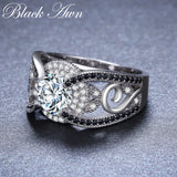 Black Awn Silver Ring for Women Bague C321