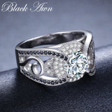 Black Awn Silver Ring for Women Bague C321