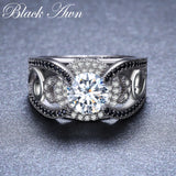 Black Awn Silver Ring for Women Bague C321