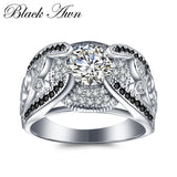 Black Awn Silver Ring for Women Bague C321