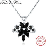 [BLACK AWN] Bat Necklace 925 Sterling Silver Spinel Pendant Female Jewelry