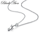 [BLACK AWN] 925 Silver Necklace Black&White Stone Women Pendant P033
