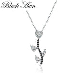 [BLACK AWN] 925 Silver Necklace Black&White Stone Women Pendant P033