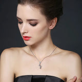 [BLACK AWN] 925 Silver Necklace Black&White Stone Women Pendant P033