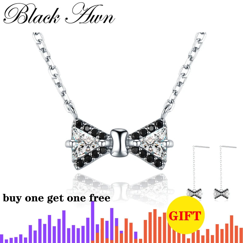 925 Silver Bow-knot Necklace for Women - Gift K018
