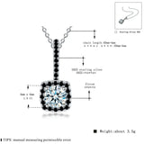 Square Sterling Silver Pendant Necklace for Women P051