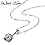 Square Sterling Silver Pendant Necklace for Women P051