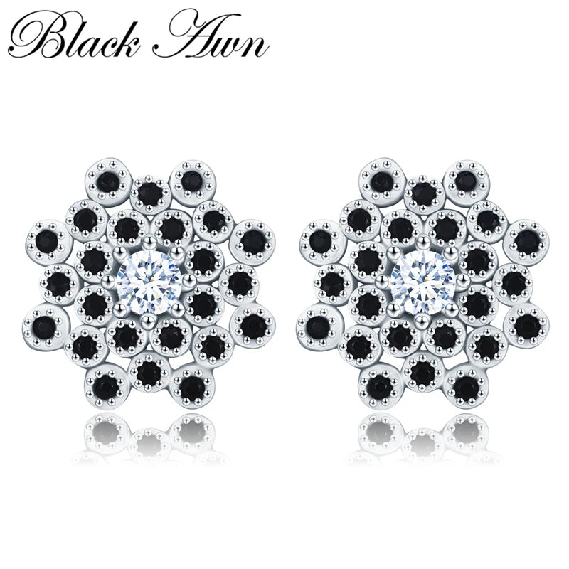 925 Silver Snowflake Stud Earrings for Women T203
