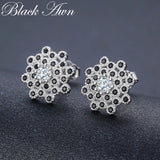 925 Silver Snowflake Stud Earrings for Women T203