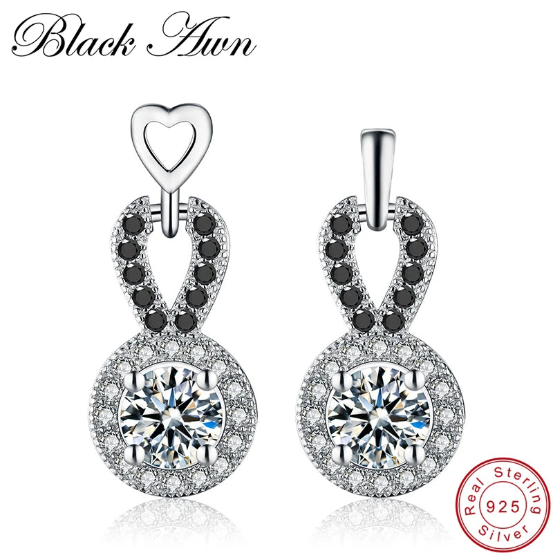[BLACK AWN] 925 Sterling Silver Spinel Earrings for Women