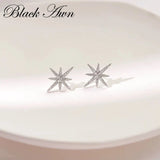 Pure Silver Stars Stone Stud Earrings for Women