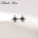 Pure Silver Stars Stone Stud Earrings for Women