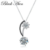 925 Silver Necklaces Black&White Stone Pendant
