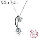 925 Silver Necklaces Black&White Stone Pendant