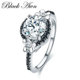 Flower Silver Spinel Wedding Engagement Ring for Women