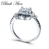 Flower Silver Spinel Wedding Engagement Ring for Women