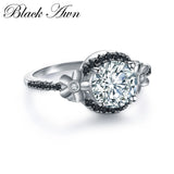 Flower Silver Spinel Wedding Engagement Ring for Women