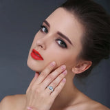Flower Silver Spinel Wedding Engagement Ring for Women