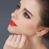 Spinel Bow-knot Heart Stud Earrings for Women