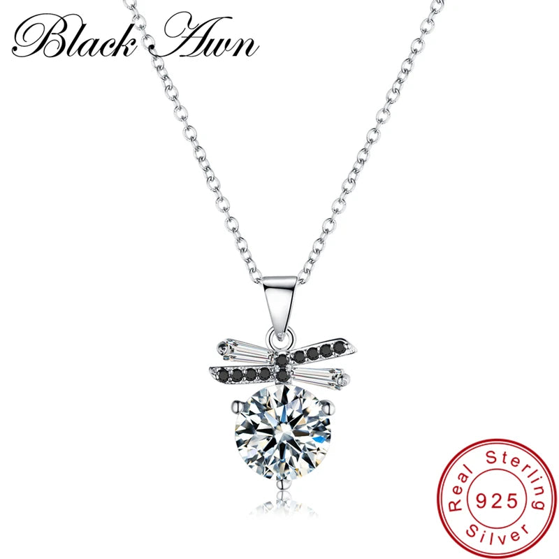 925 Silver Water-Drop Necklace Women Jewelry Pendant P099