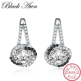 925 Silver Black Spinel Stone Stud Earrings for Women T110