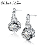 925 Silver Black Spinel Stone Stud Earrings for Women T110