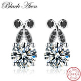 925 Silver Black Spinel Stone Stud Earrings for Women