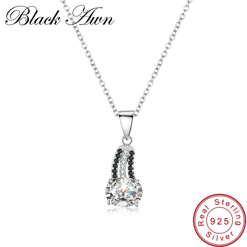 925 Sterling Silver Necklace Spinel Stone Oval Pendant