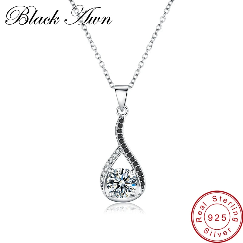 Water-Drop Necklace for Women Sterling Silver Jewelry P084