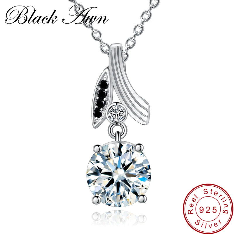 Sterling Silver Spinel Flower Necklace for Women P153