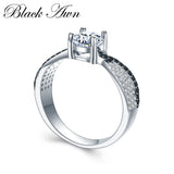 Black Awn Silver Spinel Wedding Engagement Ring for Women